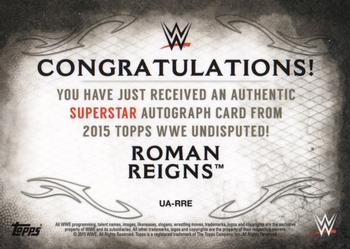 2015 Topps WWE Undisputed - Autographs Black #UA-RRE Roman Reigns Back