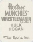 1987 Hostess Munchies WWF Wrestlemania Stickers #NNO Hulk Hogan Back