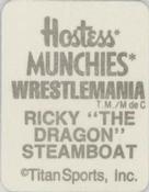 1987 Hostess Munchies WWF Wrestlemania Stickers #NNO Ricky The Dragon Steamboat Back
