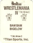 1988 WWF Hostess Wrestlemania IV Stickers #10 Bam Bam Bigelow Back