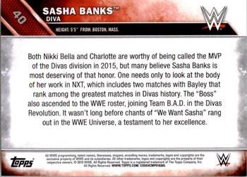 2016 Topps WWE - Bronze #40 Sasha Banks Back