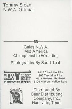 1979 Gulas/Rax Roast Beef Championship Wrestling #NNO Tommy Sloan Back
