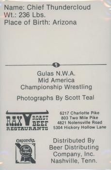 1979 Gulas/Rax Roast Beef Championship Wrestling #NNO Chief Thundercloud Back
