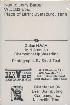 1979 Gulas/Rax Roast Beef Championship Wrestling #NNO Jerry Barber Back
