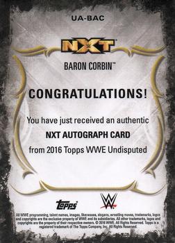 2016 Topps WWE Undisputed - Autographs #UA-BAC Baron Corbin Back