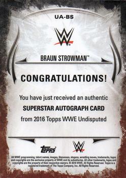 2016 Topps WWE Undisputed - Autographs #UA-BS Braun Strowman Back