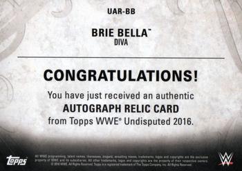 2016 Topps WWE Undisputed - Autographed Relic Bronze #UAR-BB Brie Bella Back