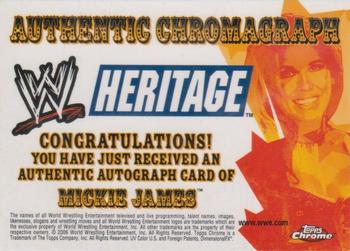 2006 Topps Heritage Chrome WWE - Autographs #NNO Mickie James Back