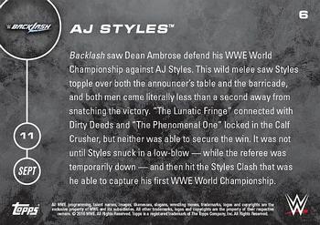 2016 Topps Now WWE #6 AJ Styles Back