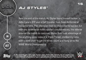 2016 Topps Now WWE #16 AJ Styles Back