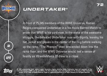2016 Topps Now WWE #72 Undertaker Back