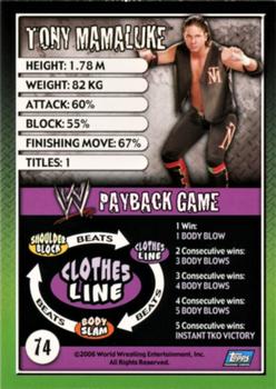 2006 Topps WWE Payback (English Edition) #74 Tony Mamaluke Back