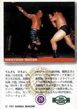 1997 BBM Pro Wrestling #29 Hiroyoshi Tenzan Back