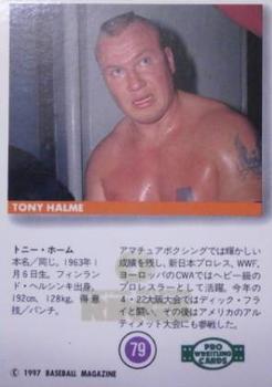 1997 BBM Pro Wrestling #79 Tony Halme Back