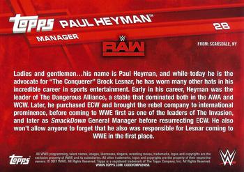 2017 Topps WWE #28 Paul Heyman Back