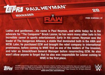 2017 Topps WWE - Bronze #28 Paul Heyman Back