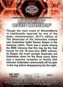 2018 Topps WWE Road To Wrestlemania #28 Roman Reigns Defeats Undertaker - WrestleMania 33 Back
