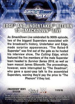 2018 Topps WWE Road To Wrestlemania #61 Edge and Undertaker Return to SmackDown LIVE - SmackDown LIVE Back