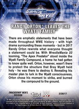 2018 Topps WWE Road To Wrestlemania #74 Randy Orton Leaves The Wyatt Family - SmackDown LIVE Back