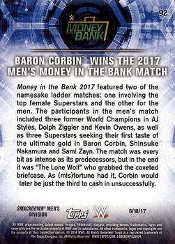 2018 Topps WWE Road To Wrestlemania #92 Baron Corbin Wins the 2017 Men's Money in the Bank Match - Money in the Bank 2017 Back