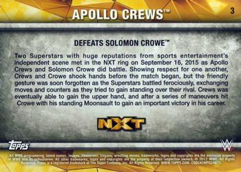 2017 Topps WWE NXT - Matches and Moments #3 Apollo Crews Defeats Solomon Crowe Back