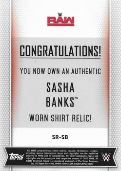 2017 Topps WWE Women's Division - Shirt Relics Silver #SR-SB Sasha Banks Back