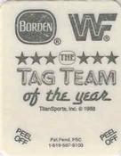 1988 Borden WWF Tag Team of the Year Stickers #NNO Billy Jack Haynes Back