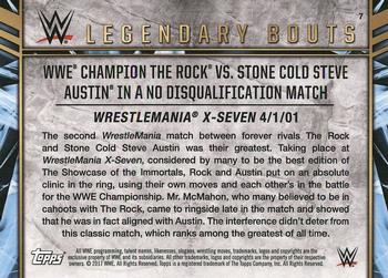 2017 Topps Legends of WWE - Legendary Bouts #7 WWE Champion The Rock vs. Stone Cold Steve Austin in a No Disqualification Match - WrestleMania X-Seven Back