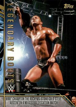 2017 Topps Legends of WWE - Legendary Bouts #7 WWE Champion The Rock vs. Stone Cold Steve Austin in a No Disqualification Match - WrestleMania X-Seven Front