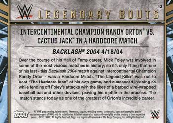 2017 Topps Legends of WWE - Legendary Bouts #13 Intercontinental Champion Randy Orton vs. Cactus Jack in a Hardcore Match - Backlash 2004 Back