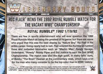 2017 Topps Legends of WWE - Legendary Bouts #14 Ric Flair Wins the 1992 Royal Rumble Match for the Vacant WWE Championship - Royal Rumble 1992 Back