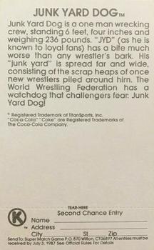 1987 Circle K WWF Supermatch #12 Junk Yard Dog Back