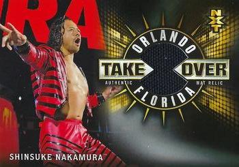 2018 Topps WWE Road To Wrestlemania - NXT TakeOver: Orlando 2017 Mat Relics #MR-SN Shinsuke Nakamura Front