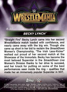2018 Topps WWE Road To Wrestlemania - Wrestlemania 34 Roster #R-31 Becky Lynch Back