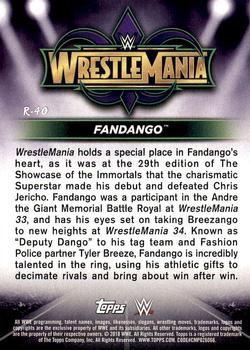 2018 Topps WWE Road To Wrestlemania - Wrestlemania 34 Roster #R-40 Fandango Back