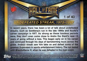 2018 Topps WWE Road To Wrestlemania - WWE Hall of Fame Tribute (Part 1) #1 Andre the Giant - Undefeated Streak, 1973-1987 Back