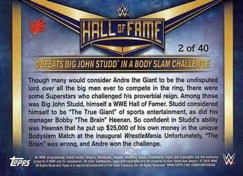 2018 Topps WWE Road To Wrestlemania - WWE Hall of Fame Tribute (Part 1) #2 Andre the Giant - Defeats Big John Studd in a Body Slam Challenge Back