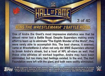 2018 Topps WWE Road To Wrestlemania - WWE Hall of Fame Tribute (Part 1) #3 Andre the Giant - Wins the WrestleMania 2 Battle Royal Back