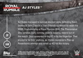 2018 Topps Now WWE #1 AJ Styles Back