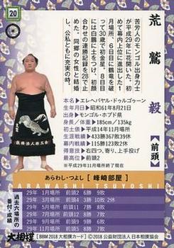 2018 BBM Sumo #20 Arawashi Tsuyoshi Back