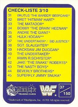 1991 Merlin WWF (German) #37 Sid Justice Face to Face with The Undertaker Back