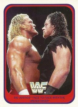 1991 Merlin WWF (German) #37 Sid Justice Face to Face with The Undertaker Front