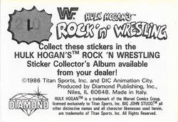 1986 Hulk Hogan's Rock 'n' Wrestling Stickers #1 The Hulkster's pumping iron on the beach when one heavy-duty storm interrupts his workout. Back
