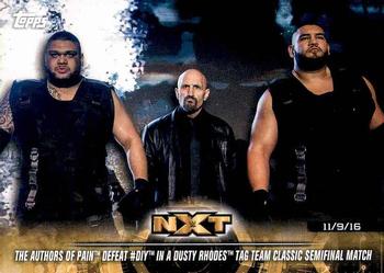 2018 Topps WWE NXT - Matches and Moments #12 The Authors of Pain Defeat #DIY in a Dusty Rhodes Tag Team Classic Semifinal Match Front