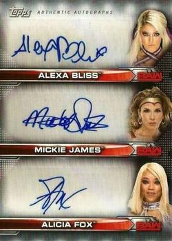 2019 Topps WWE RAW - Triple Autograph Black #TA-AB Alexa Bliss / Mickie James / Alicia Fox Front