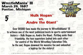 1999 Comic Images WWF Wrestlemania Live Photocards #5 Hulk Hogan vs. Andre the Giant Back