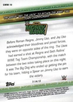 2019 Topps WWE Money in the Bank - Greatest Matches & Moments #GMM-10 The Shield def. The Usos to Retain the WWE Tag Team Championship Back