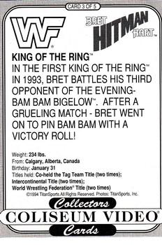 1994 Coliseum Video Bret Hitman Hart #3 Bret Hitman Hart Back