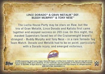 2020 Topps Road to WrestleMania - Foilboard #1 Lince Dorado & Gran Metalik Def. Buddy Murphy & Tony Nese Back