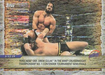 2020 Topps Road to WrestleMania - Foilboard #12 Tony Nese Def. Drew Gulak in the WWE Cruiserweight Championship No. 1 Contender Tournament Semi-Finals Front